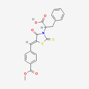 B2800782 (Z)-2-(5-(4-(methoxycarbonyl)benzylidene)-4-oxo-2-thioxothiazolidin-3-yl)-3-phenylpropanoic acid CAS No. 306324-22-1