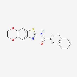 molecular formula C20H18N2O3S B2800784 N-{10,13-dioxa-4-thia-6-azatricyclo[7.4.0.0^{3,7}]trideca-1,3(7),5,8-tetraen-5-yl}-5,6,7,8-tetrahydronaphthalene-2-carboxamide CAS No. 892846-67-2