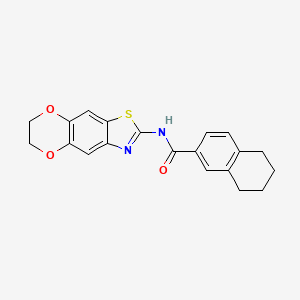 molecular formula C20H18N2O3S B2800784 N-(6,7-dihydro-[1,4]dioxino[2,3-f][1,3]benzothiazol-2-yl)-5,6,7,8-tetrahydronaphthalene-2-carboxamide CAS No. 892846-67-2