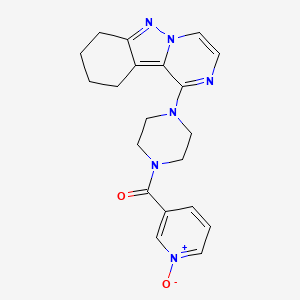 molecular formula C20H22N6O2 B2800800 3-(4-(7,8,9,10-Tetrahydropyrazino[1,2-b]indazol-1-yl)piperazine-1-carbonyl)pyridine 1-oxide CAS No. 2034347-77-6