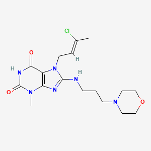 molecular formula C17H25ClN6O3 B2800803 (Z)-7-(3-氯丁-2-烯-1-基)-3-甲基-8-((3-吗啉基丙基)氨基)-1H-嘌呤-2,6(3H,7H)-二酮 CAS No. 946255-34-1