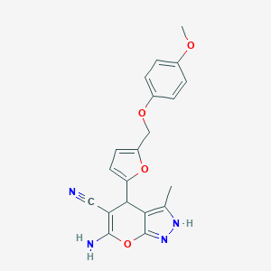 molecular formula C20H18N4O4 B280084 6-AMINO-4-{5-[(4-METHOXYPHENOXY)METHYL]-2-FURYL}-3-METHYL-1,4-DIHYDROPYRANO[2,3-C]PYRAZOL-5-YL CYANIDE 
