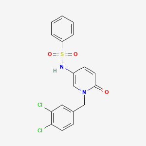 molecular formula C18H14Cl2N2O3S B2800848 N-[1-[(3,4-dichlorophenyl)methyl]-6-oxo-3-pyridinyl]benzenesulfonamide CAS No. 339009-15-3