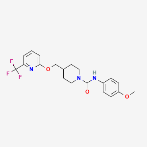 molecular formula C20H22F3N3O3 B2800866 N-(4-methoxyphenyl)-4-({[6-(trifluoromethyl)pyridin-2-yl]oxy}methyl)piperidine-1-carboxamide CAS No. 2310014-11-8