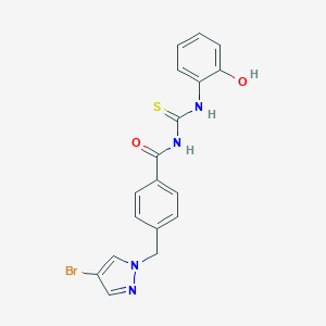 molecular formula C18H15BrN4O2S B280087 N-{4-[(4-bromo-1H-pyrazol-1-yl)methyl]benzoyl}-N'-(2-hydroxyphenyl)thiourea 