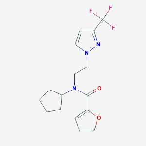 molecular formula C16H18F3N3O2 B2800870 N-cyclopentyl-N-(2-(3-(trifluoromethyl)-1H-pyrazol-1-yl)ethyl)furan-2-carboxamide CAS No. 2034554-41-9
