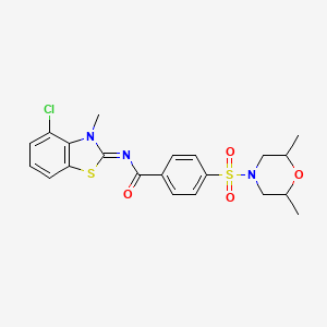 molecular formula C21H22ClN3O4S2 B2800871 N-[(2E)-4-chloro-3-methyl-2,3-dihydro-1,3-benzothiazol-2-ylidene]-4-[(2,6-dimethylmorpholin-4-yl)sulfonyl]benzamide CAS No. 850911-15-8
