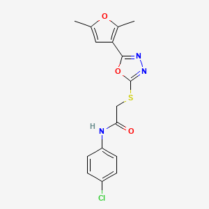 molecular formula C16H14ClN3O3S B2800953 N-(4-chlorophenyl)-2-((5-(2,5-dimethylfuran-3-yl)-1,3,4-oxadiazol-2-yl)thio)acetamide CAS No. 1021059-12-0