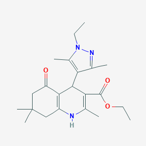 molecular formula C22H31N3O3 B280099 ethyl 4-(1-ethyl-3,5-dimethyl-1H-pyrazol-4-yl)-2,7,7-trimethyl-5-oxo-1,4,5,6,7,8-hexahydroquinoline-3-carboxylate 