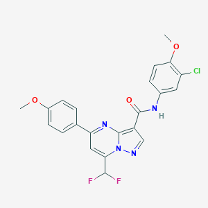 molecular formula C22H17ClF2N4O3 B280102 N-(3-chloro-4-methoxyphenyl)-7-(difluoromethyl)-5-(4-methoxyphenyl)pyrazolo[1,5-a]pyrimidine-3-carboxamide 