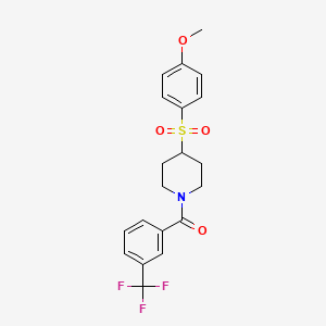 molecular formula C20H20F3NO4S B2801044 4-(4-methoxybenzenesulfonyl)-1-[3-(trifluoromethyl)benzoyl]piperidine CAS No. 1797688-25-5