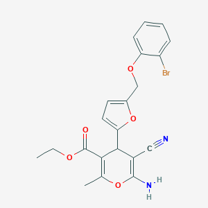 molecular formula C21H19BrN2O5 B280105 ethyl 6-amino-4-[5-[(2-bromophenoxy)methyl]furan-2-yl]-5-cyano-2-methyl-4H-pyran-3-carboxylate 