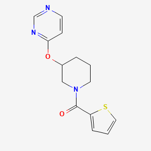 molecular formula C14H15N3O2S B2801050 4-{[1-(thiophene-2-carbonyl)piperidin-3-yl]oxy}pyrimidine CAS No. 2034580-45-3