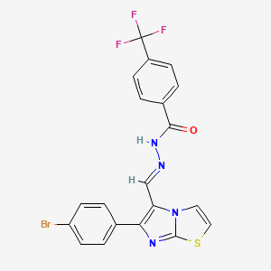 molecular formula C20H12BrF3N4OS B2801058 N'-[(1E)-[6-(4-bromophenyl)imidazo[2,1-b][1,3]thiazol-5-yl]methylidene]-4-(trifluoromethyl)benzohydrazide CAS No. 691887-87-3