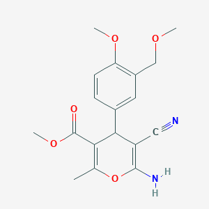 molecular formula C18H20N2O5 B280107 methyl 6-amino-5-cyano-4-[4-methoxy-3-(methoxymethyl)phenyl]-2-methyl-4H-pyran-3-carboxylate 