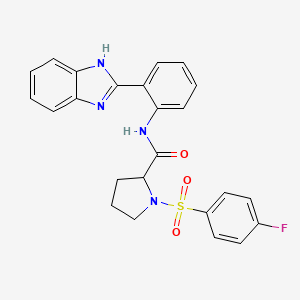 molecular formula C24H21FN4O3S B2801083 N-(2-(1H-benzo[d]imidazol-2-yl)phenyl)-1-((4-fluorophenyl)sulfonyl)pyrrolidine-2-carboxamide CAS No. 1048641-77-5