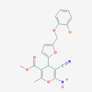 molecular formula C20H17BrN2O5 B280109 methyl 6-amino-4-[5-[(2-bromophenoxy)methyl]furan-2-yl]-5-cyano-2-methyl-4H-pyran-3-carboxylate 