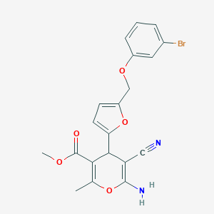 molecular formula C20H17BrN2O5 B280110 methyl 6-amino-4-{5-[(3-bromophenoxy)methyl]-2-furyl}-5-cyano-2-methyl-4H-pyran-3-carboxylate 