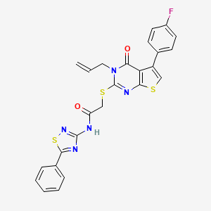 2-[5-(4-fluorophenyl)-4-oxo-3-prop-2-enylthieno[2,3-d]pyrimidin-2-yl]sulfanyl-N-(5-phenyl-1,2,4-thiadiazol-3-yl)acetamide