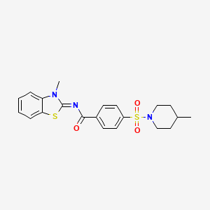 molecular formula C21H23N3O3S2 B2801105 N-[(2E)-3-methyl-2,3-dihydro-1,3-benzothiazol-2-ylidene]-4-[(4-methylpiperidin-1-yl)sulfonyl]benzamide CAS No. 683260-93-7