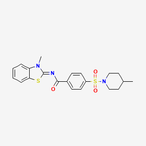 N-(3-methyl-1,3-benzothiazol-2-ylidene)-4-(4-methylpiperidin-1-yl)sulfonylbenzamide