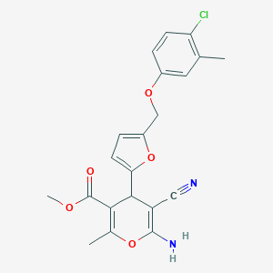 molecular formula C21H19ClN2O5 B280112 methyl 6-amino-4-{5-[(4-chloro-3-methylphenoxy)methyl]-2-furyl}-5-cyano-2-methyl-4H-pyran-3-carboxylate 