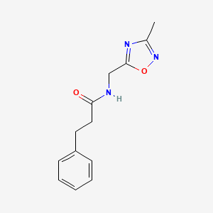molecular formula C13H15N3O2 B2801123 N-[(3-methyl-1,2,4-oxadiazol-5-yl)methyl]-3-phenylpropanamide CAS No. 1235384-00-5