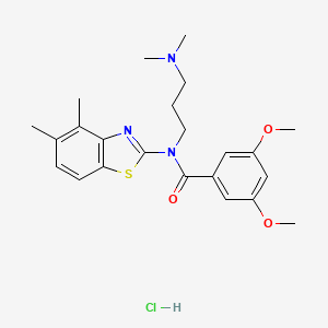 molecular formula C23H30ClN3O3S B2801133 N-(3-(dimethylamino)propyl)-N-(4,5-dimethylbenzo[d]thiazol-2-yl)-3,5-dimethoxybenzamide hydrochloride CAS No. 1215656-50-0