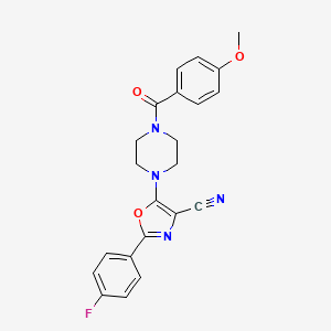 2-(4-Fluorophenyl)-5-(4-(4-methoxybenzoyl)piperazin-1-yl)oxazole-4-carbonitrile