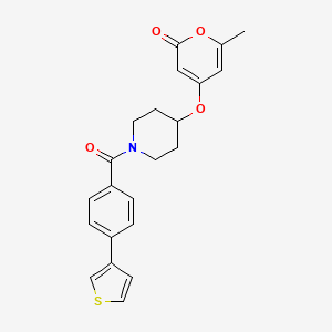 6-methyl-4-((1-(4-(thiophen-3-yl)benzoyl)piperidin-4-yl)oxy)-2H-pyran-2-one