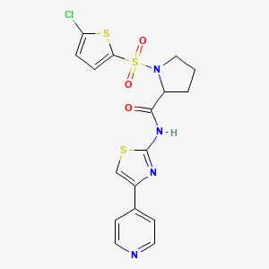 molecular formula C17H15ClN4O3S3 B2801168 1-((5-chlorothiophen-2-yl)sulfonyl)-N-(4-(pyridin-4-yl)thiazol-2-yl)pyrrolidine-2-carboxamide CAS No. 1100785-40-7