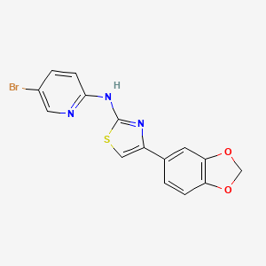 molecular formula C15H10BrN3O2S B2801179 N-[4-(2H-1,3-benzodioxol-5-yl)-1,3-thiazol-2-yl]-5-bromopyridin-2-amine CAS No. 1030101-00-8
