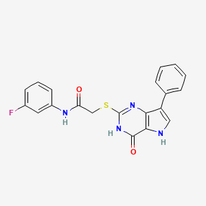molecular formula C20H15FN4O2S B2801193 N-(3-fluorophenyl)-2-((4-oxo-7-phenyl-4,5-dihydro-3H-pyrrolo[3,2-d]pyrimidin-2-yl)thio)acetamide CAS No. 1040655-62-6