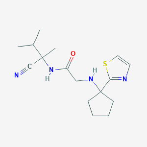 molecular formula C16H24N4OS B2801201 N-(1-cyano-1,2-dimethylpropyl)-2-{[1-(1,3-thiazol-2-yl)cyclopentyl]amino}acetamide CAS No. 1394754-28-9