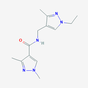 molecular formula C13H19N5O B280121 N-[(1-ethyl-3-methyl-1H-pyrazol-4-yl)methyl]-1,3-dimethyl-1H-pyrazole-4-carboxamide 