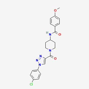 molecular formula C22H22ClN5O3 B2801223 N-(1-(1-(4-chlorophenyl)-1H-1,2,3-triazole-4-carbonyl)piperidin-4-yl)-4-methoxybenzamide CAS No. 1251556-58-7