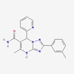 molecular formula C19H18N6O B2801228 5-甲基-7-(吡啶-2-基)-2-(间甲苯基)-4,7-二氢-[1,2,4]三唑并[1,5-a]嘧啶-6-甲酰胺 CAS No. 538317-37-2