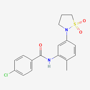 molecular formula C17H17ClN2O3S B2801231 4-chloro-N-(5-(1,1-dioxidoisothiazolidin-2-yl)-2-methylphenyl)benzamide CAS No. 941886-60-8