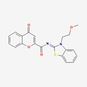 molecular formula C20H16N2O4S B2801234 N-[(2Z)-3-(2-methoxyethyl)-2,3-dihydro-1,3-benzothiazol-2-ylidene]-4-oxo-4H-chromene-2-carboxamide CAS No. 864975-57-5