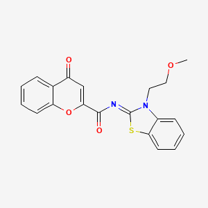 molecular formula C20H16N2O4S B2801234 N-[3-(2-methoxyethyl)-1,3-benzothiazol-2-ylidene]-4-oxochromene-2-carboxamide CAS No. 864975-57-5