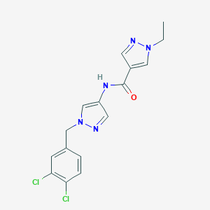 molecular formula C16H15Cl2N5O B280124 N-[1-(3,4-dichlorobenzyl)-1H-pyrazol-4-yl]-1-ethyl-1H-pyrazole-4-carboxamide 