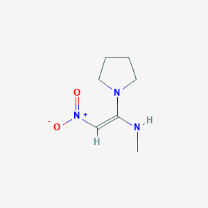 molecular formula C7H13N3O2 B2801283 methyl[(Z)-2-nitro-1-(pyrrolidin-1-yl)ethenyl]amine CAS No. 65774-06-3