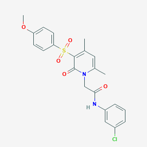 molecular formula C22H21ClN2O5S B2801287 N-(3-chlorophenyl)-2-[3-(4-methoxybenzenesulfonyl)-4,6-dimethyl-2-oxo-1,2-dihydropyridin-1-yl]acetamide CAS No. 1189908-80-2