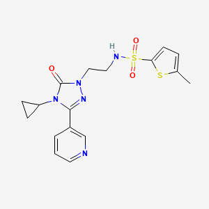 molecular formula C17H19N5O3S2 B2801292 N-(2-(4-cyclopropyl-5-oxo-3-(pyridin-3-yl)-4,5-dihydro-1H-1,2,4-triazol-1-yl)ethyl)-5-methylthiophene-2-sulfonamide CAS No. 1798524-64-7