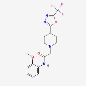 molecular formula C17H19F3N4O3 B2801366 N-(2-methoxyphenyl)-2-(4-(5-(trifluoromethyl)-1,3,4-oxadiazol-2-yl)piperidin-1-yl)acetamide CAS No. 1396868-05-5