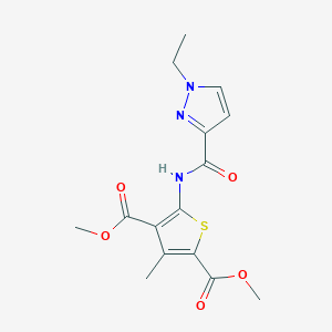 molecular formula C15H17N3O5S B280139 dimethyl 5-{[(1-ethyl-1H-pyrazol-3-yl)carbonyl]amino}-3-methyl-2,4-thiophenedicarboxylate 