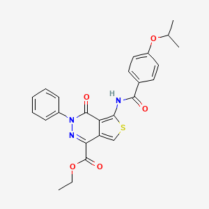 molecular formula C25H23N3O5S B2801457 ethyl 4-oxo-3-phenyl-5-[4-(propan-2-yloxy)benzamido]-3H,4H-thieno[3,4-d]pyridazine-1-carboxylate CAS No. 851947-05-2