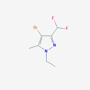 molecular formula C7H9BrF2N2 B2801551 4-Bromo-3-(difluoromethyl)-1-ethyl-5-methyl-1h-pyrazole CAS No. 1946817-16-8