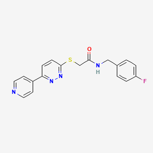 molecular formula C18H15FN4OS B2801553 N-(4-fluorobenzyl)-2-((6-(pyridin-4-yl)pyridazin-3-yl)thio)acetamide CAS No. 872702-21-1
