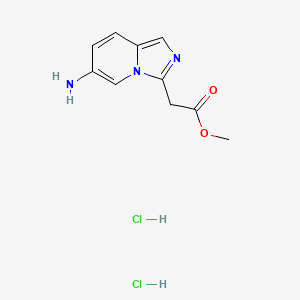 molecular formula C10H13Cl2N3O2 B2801555 Methyl 2-{6-aminoimidazo[1,5-a]pyridin-3-yl}acetate dihydrochloride CAS No. 2503209-28-5